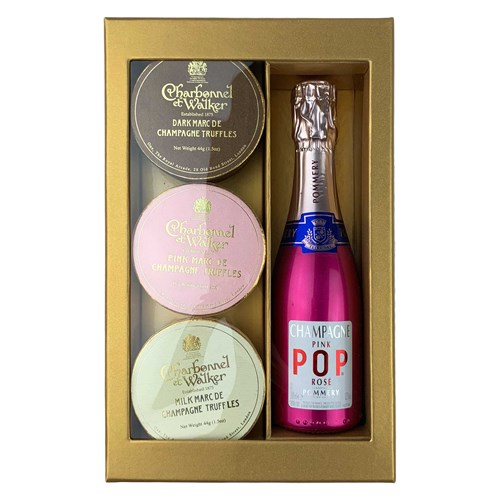 Pink Pop 20cl Champagne And Truffle Trio Set
